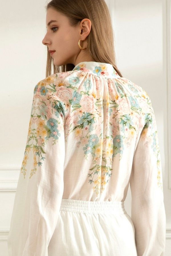 GDS Celeste Long Sleeve Linen Blouse - Mint