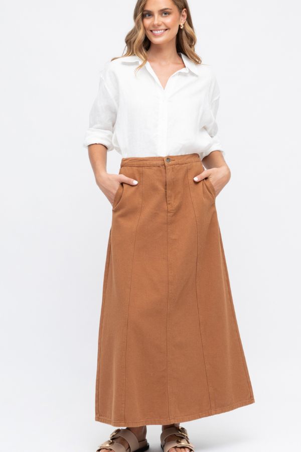 Lola Cotton Full Lenght Denim Skirt