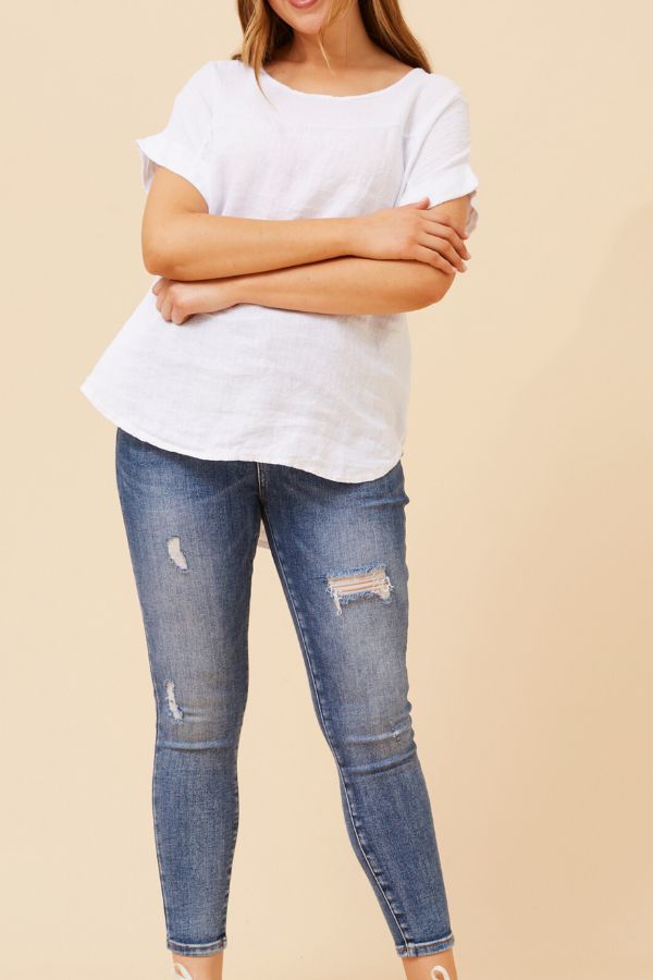 Charlotte Linen Top - White