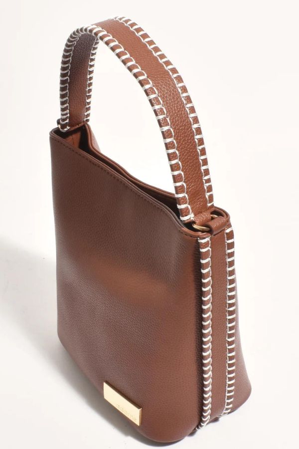 Fiona Blanket Stitch Bucket Bag - (Tan)