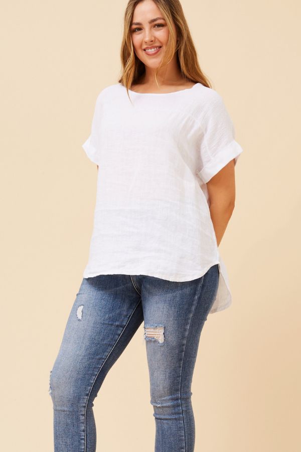 Charlotte Linen Top - White