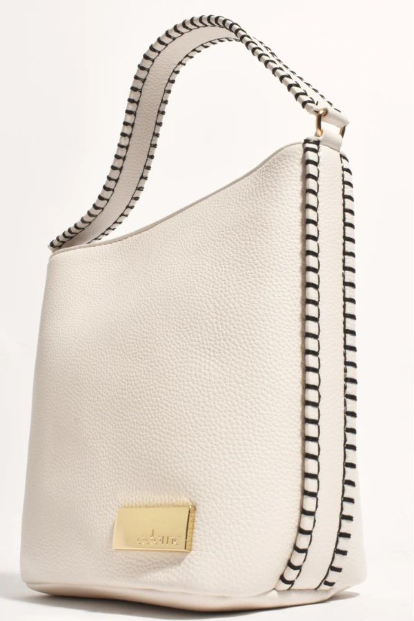 Fiona Blanket Stitch Bucket Bag - (Cream)