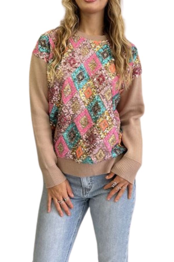 Florence Jumper - Multi Sequin Wool Blend