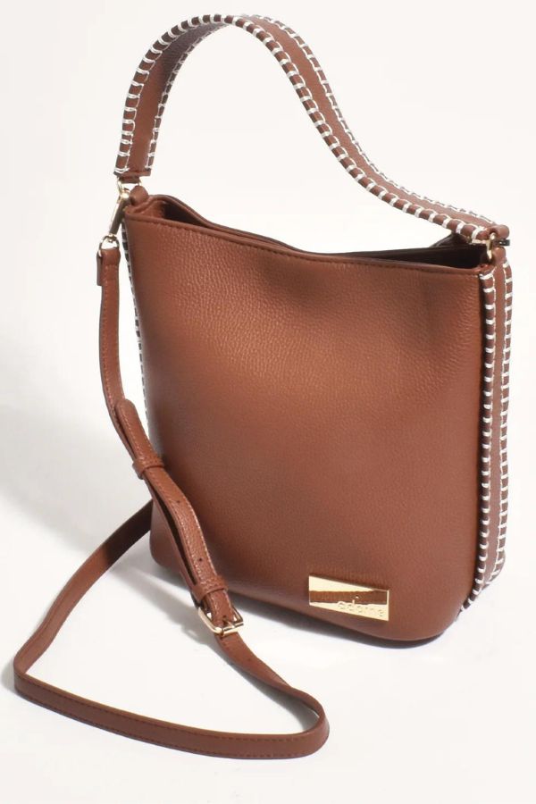 Fiona Blanket Stitch Bucket Bag - (Tan)
