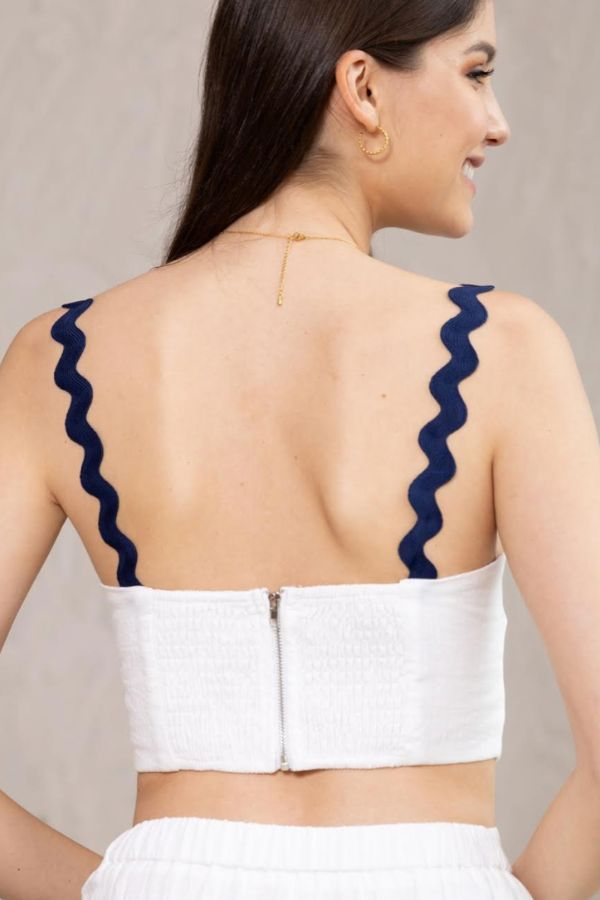 Samantha Skirt Top Set - White/Blue