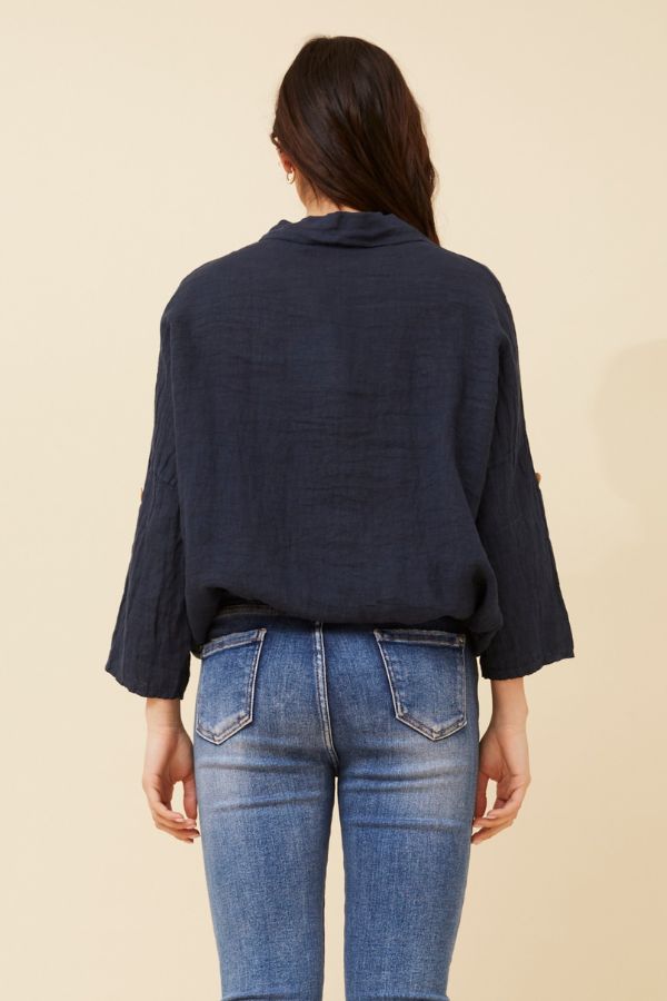 Lana Linen Shirt - Navy