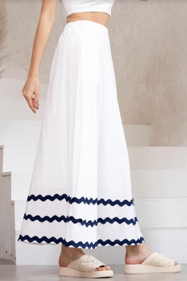 Samantha Skirt Top Set - White/Blue