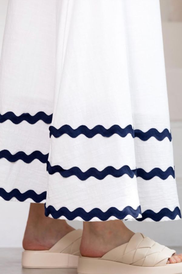Samantha Skirt Top Set - White/Blue