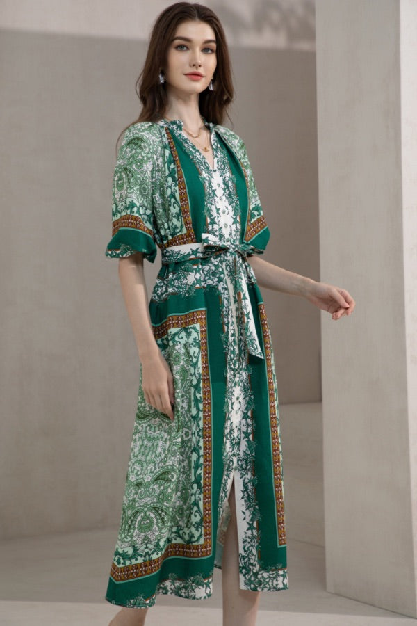 GDS Oceane Linen Long Dress - Green
