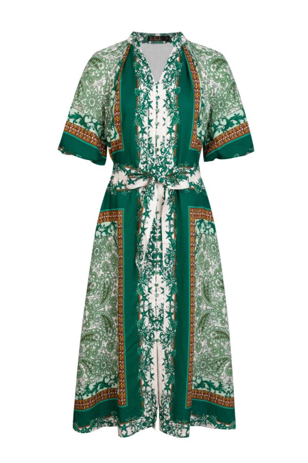 GDS Oceane Linen Long Dress - Green