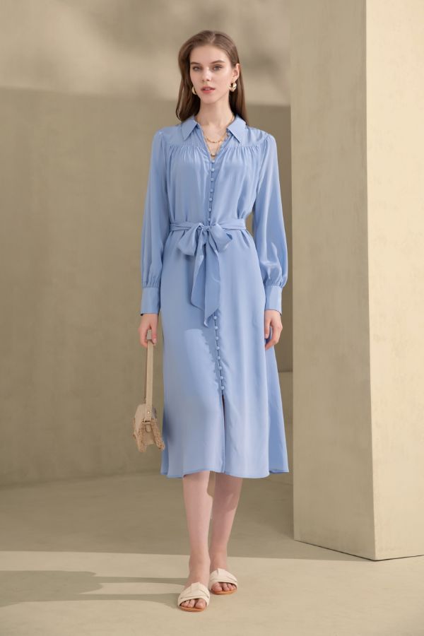 GDS Silk Peony Dress - French Blue