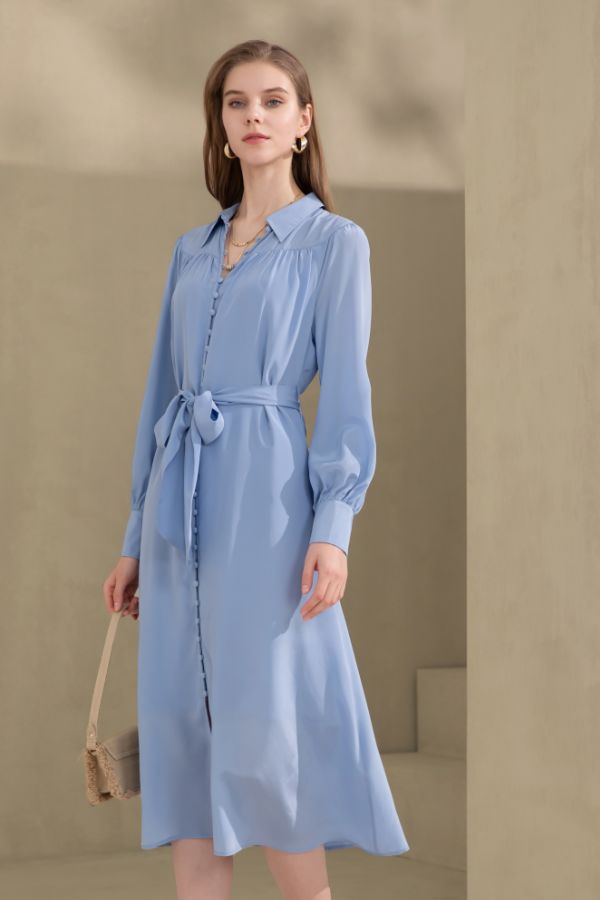 GDS Silk Peony Dress - French Blue