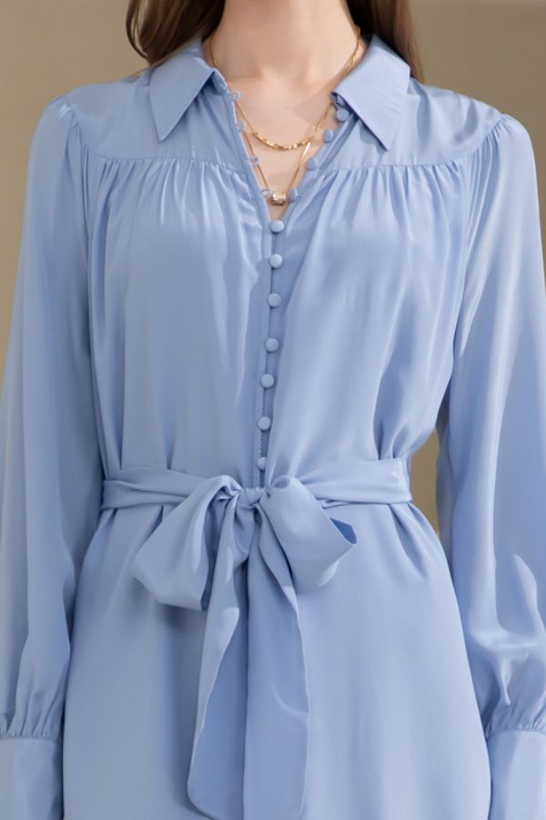 GDS Silk Peony Dress - French Blue