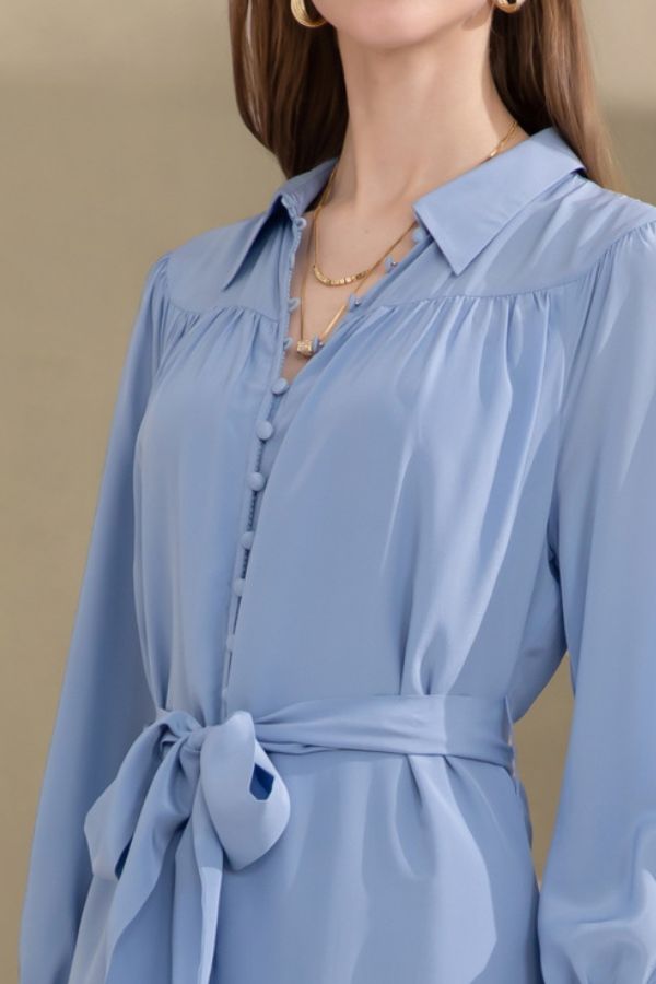 GDS Silk Peony Dress - French Blue