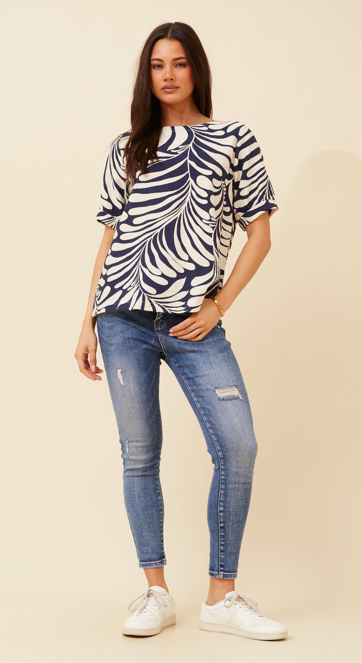 Alexandra Abstract Print Top