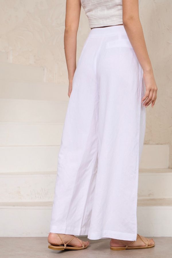 Vienna White Linen Pants