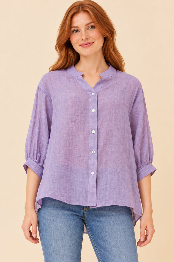 Belinda Shirt Lilac – red-haired model, view 1