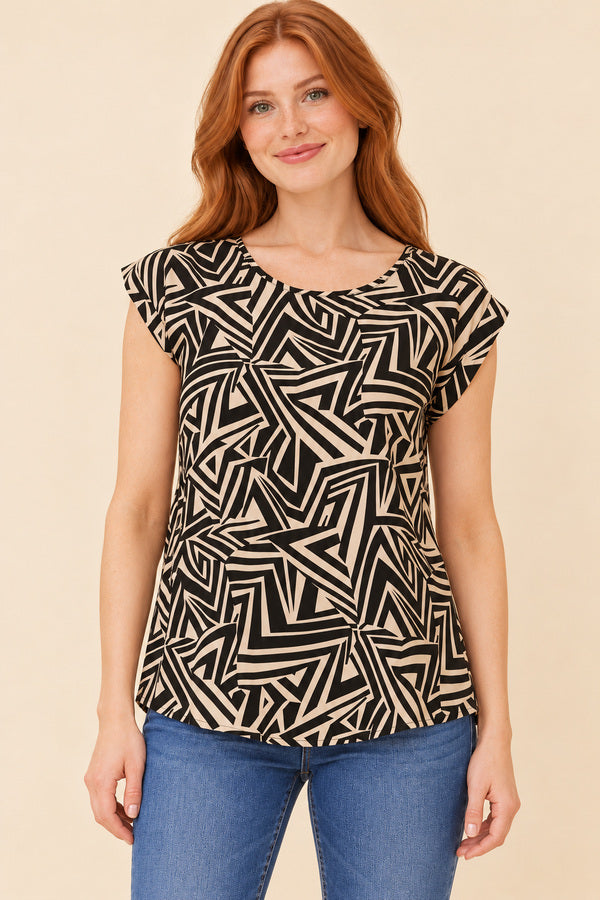 Caitlin Aztec Top – red-haired model, view 1