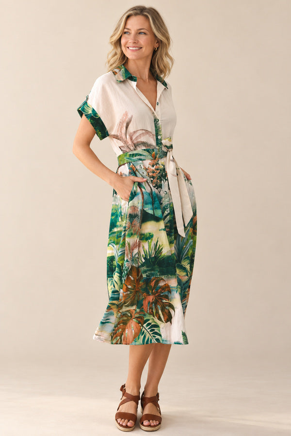 Fern Summer Dress – AI-styled blonde model view 1