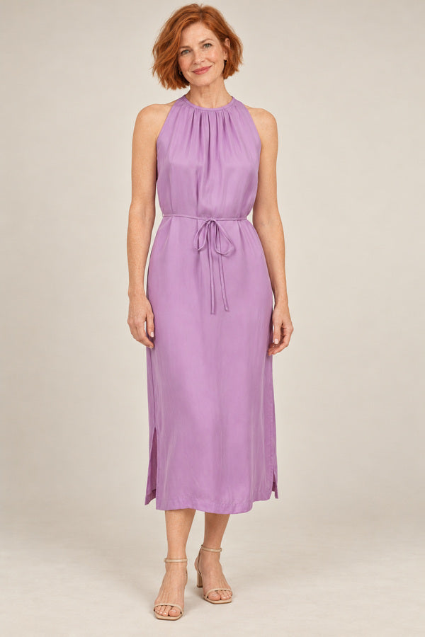 Cupro Dress - Lilac – short red-haired model aged 55, view 1