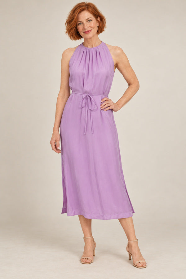 Cupro Dress - Lilac – short red-haired model aged 55, view 2