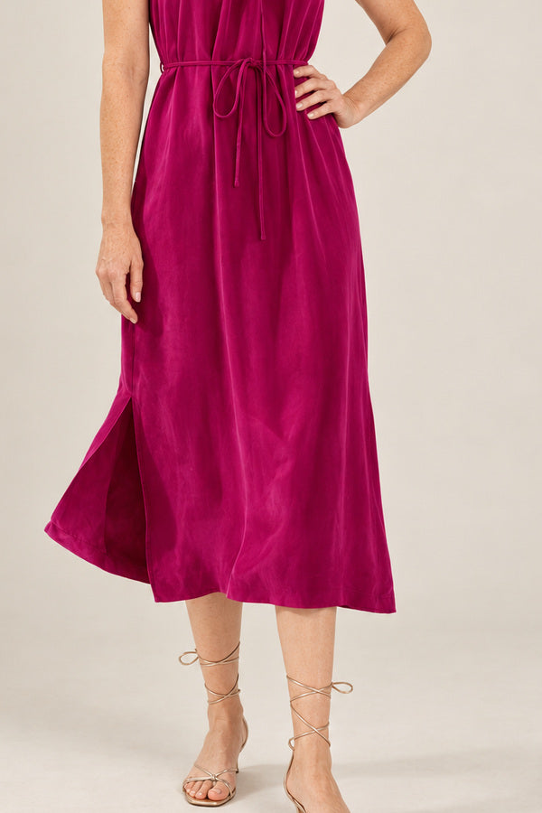 Cupro Dress - Plum – short red-haired model aged 55, view 4