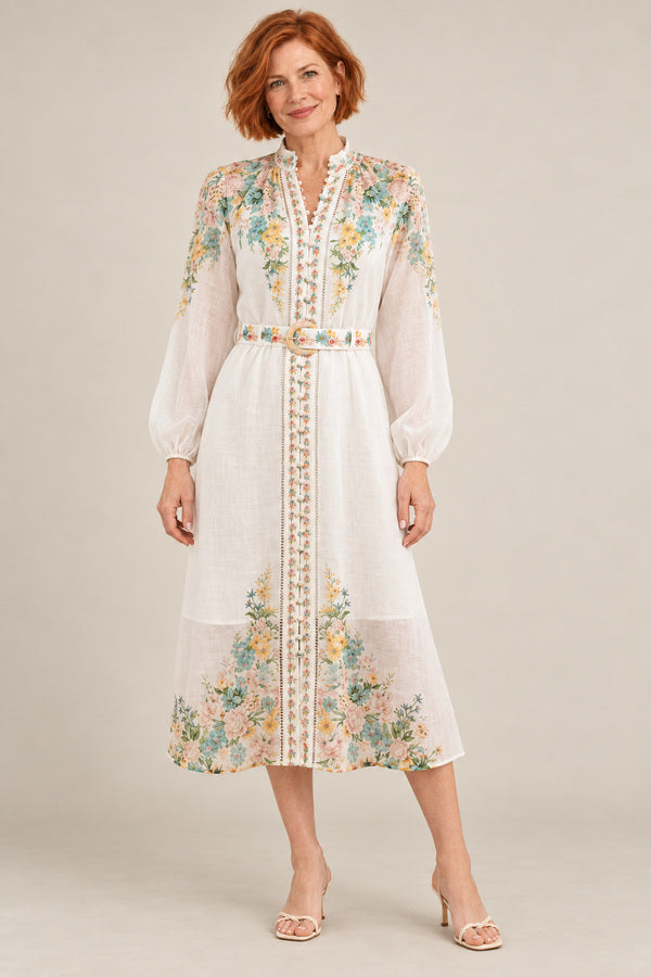 Celeste Long Sleeve Dress - Mint – short red-haired model aged 55, view 1