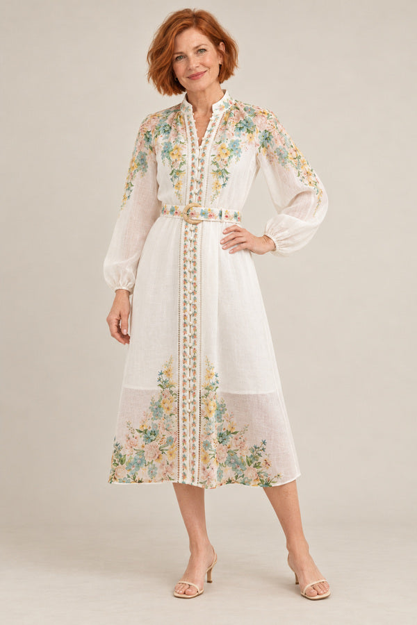 Celeste Long Sleeve Dress - Mint – short red-haired model aged 55, view 2