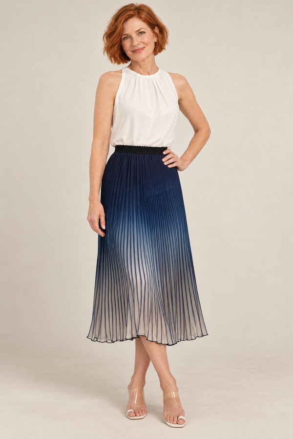 Vivienne Skirt - Navy Blue Ombre – short red-haired model aged 55, view 2