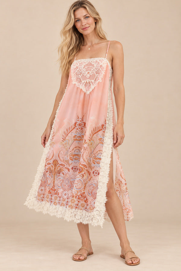 Sandy Dress – AI-styled long-haired blonde model view 1