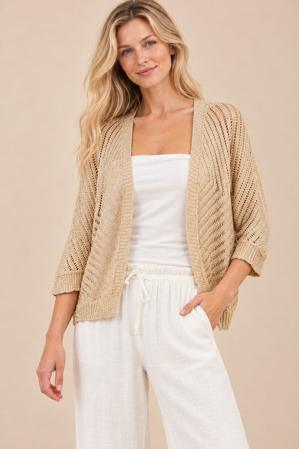 Savanna Gold Knit Jacket – blonde model, view 2