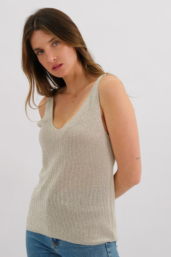 Sienna Sparkle Knit Top – angled