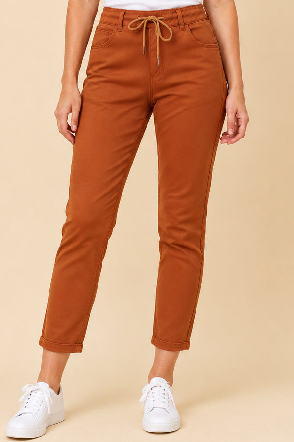 Silvia Jogger Pant - Burnt Orange – short red-haired model, view 3
