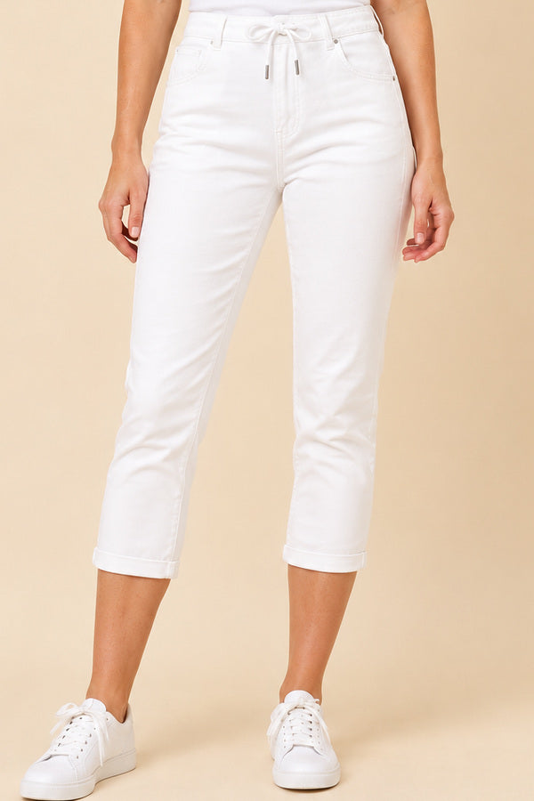 Silvia Jogger Pant - White – short red-haired model, view 3