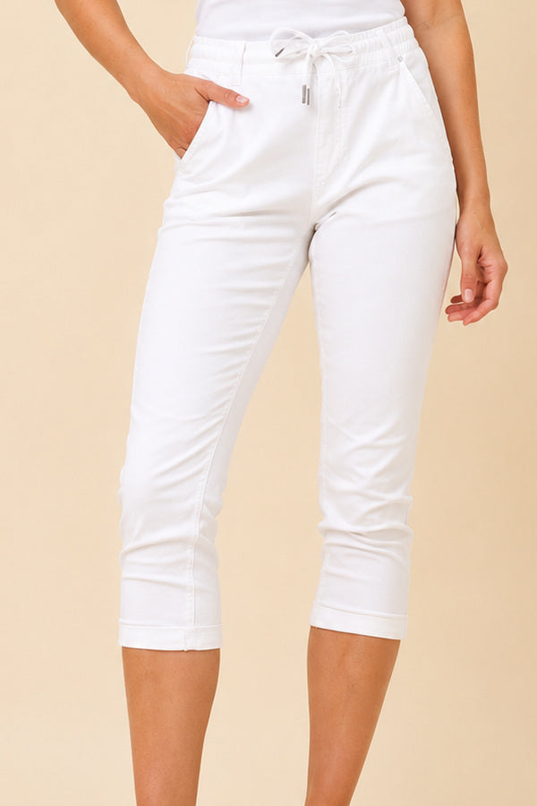 Silvia Jogger Pant - White – short red-haired model, view 4