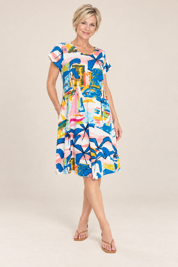 Yaught Club Dress – AI-styled short-haired blonde model view 2