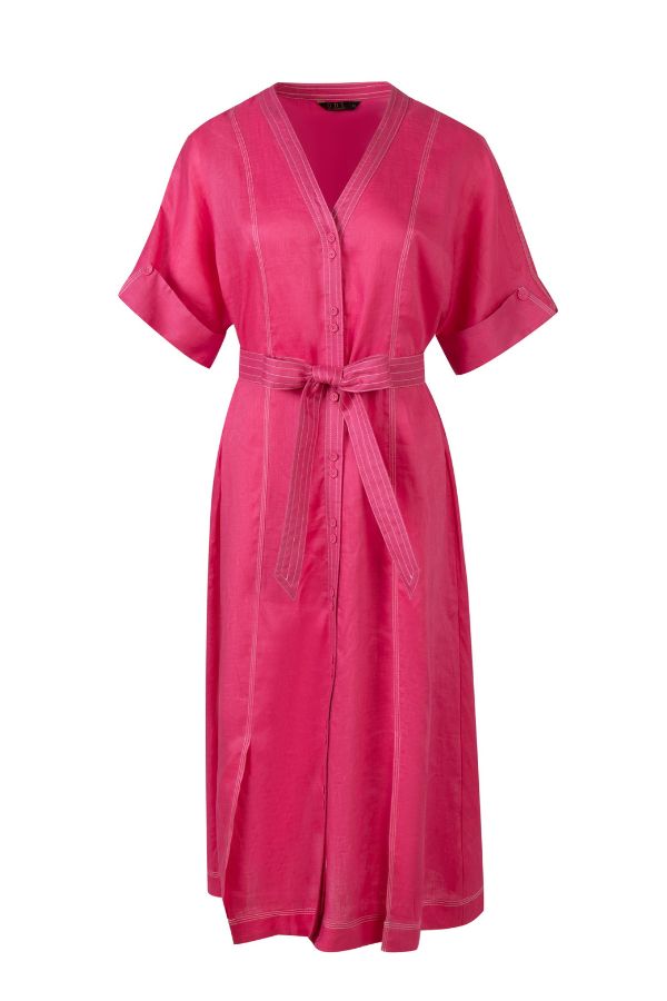 Sabine Linen Dress - Pink