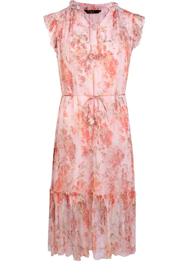 Mallory Silk Long Dress - Salmon Pink