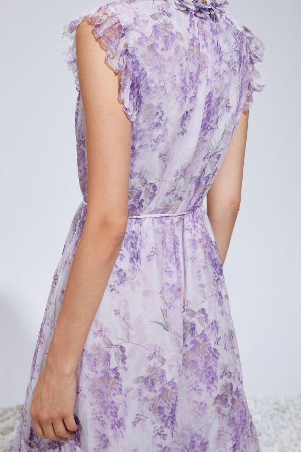Mallory Silk Long Dress - Lilac