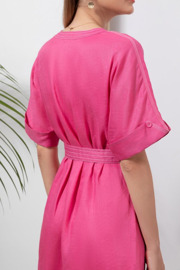 Sabine Linen Dress - Pink