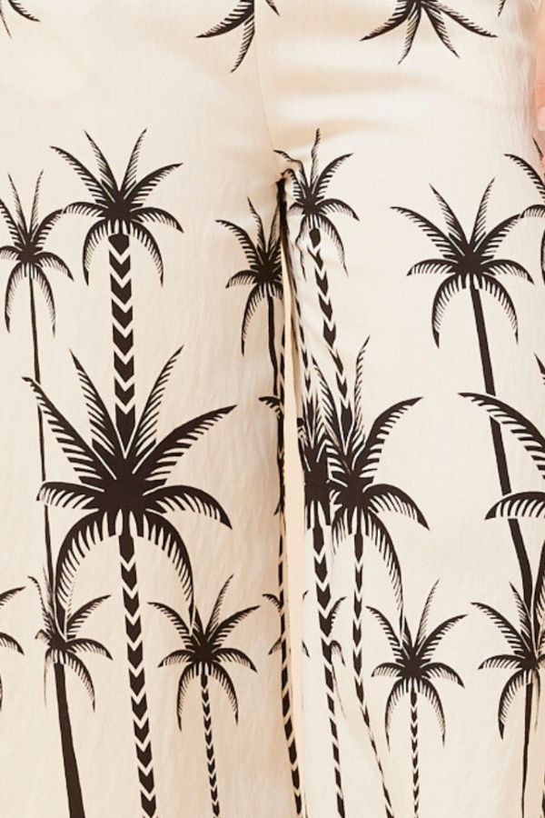 Katherine Topical Print Pant - Beige & Black