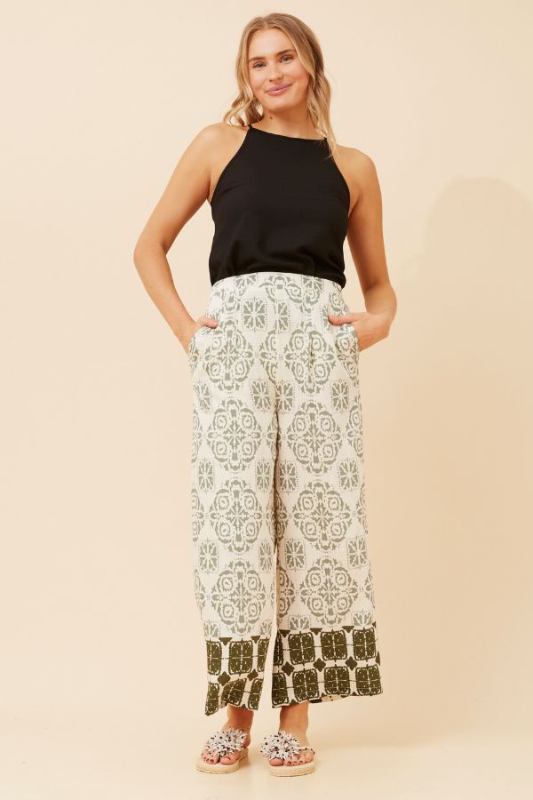 Margot Border Print Pant - Black & White