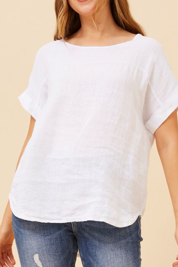 Charlotte Linen Top - White