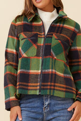 Charlotte Checkered Jacket - Green & Brown