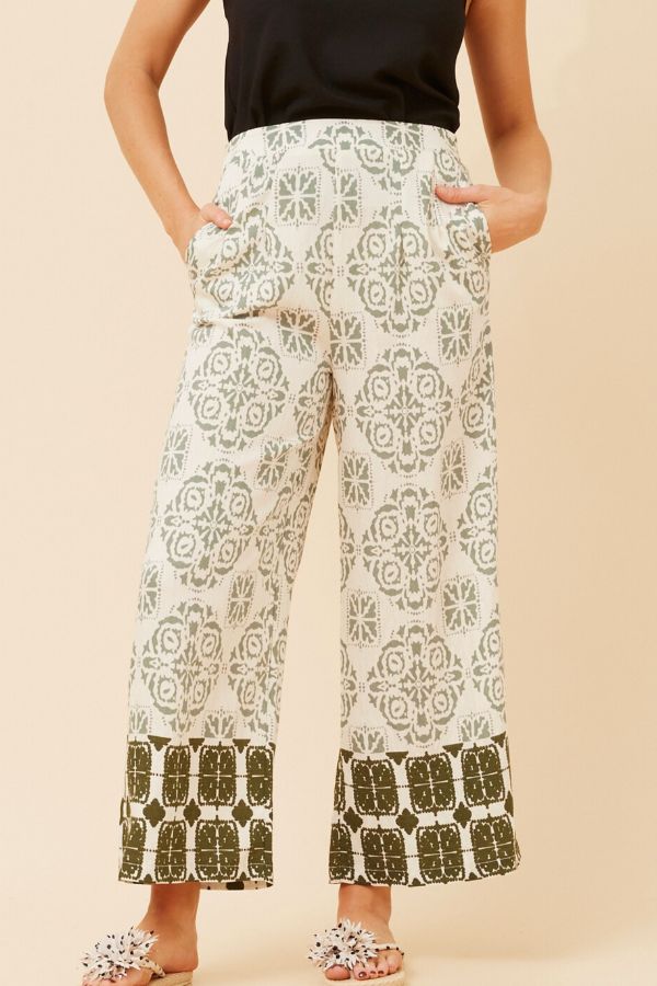 Margot Border Print Pant - Black & White