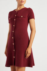 Sabrina Knit Dress - Wine Colour