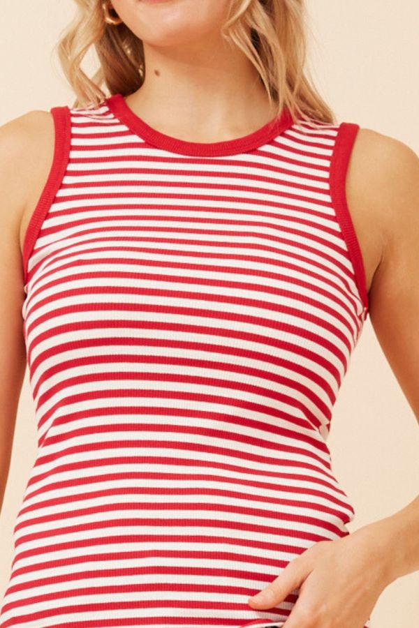 Stacey Stripe Tank Top - Red & White
