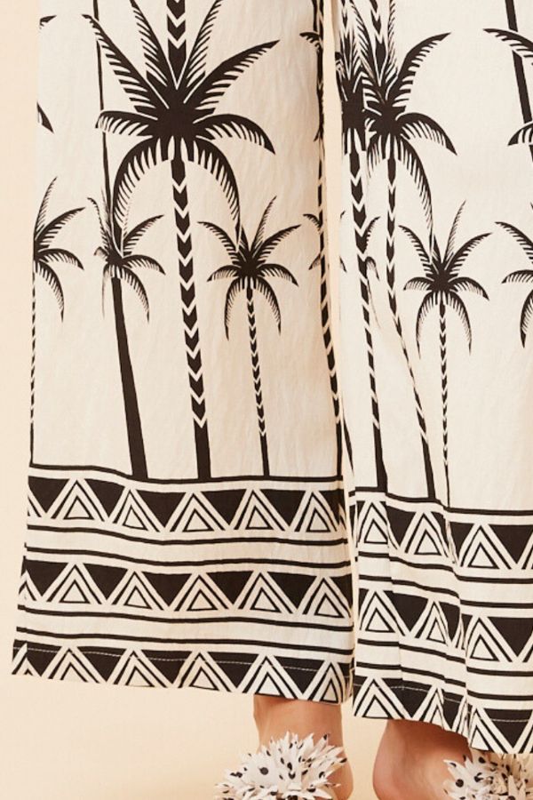 Katherine Topical Print Pant - Beige & Black