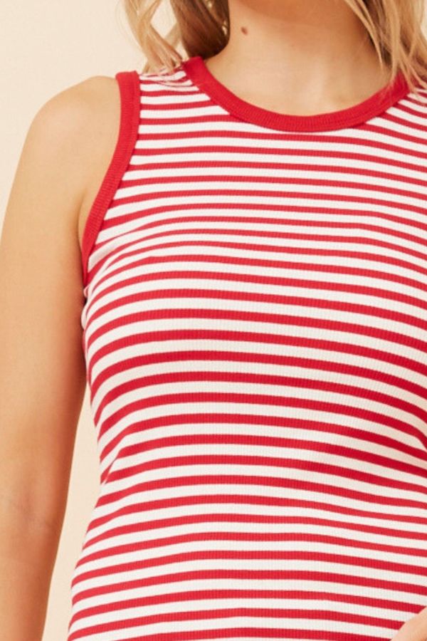 Stacey Stripe Tank Top - Red & White