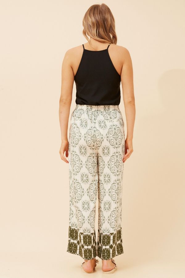 Margot Border Print Pant - Black & White